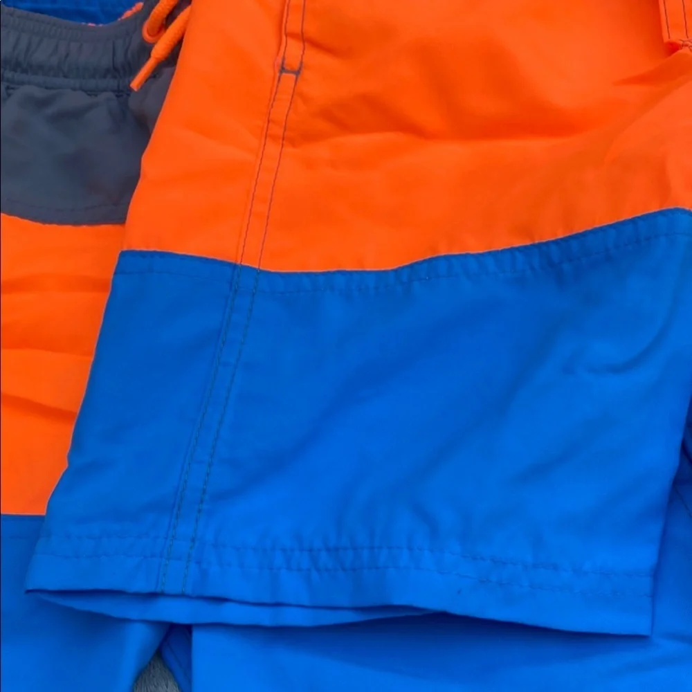 Boy’s Vibrant Orange & Blue Drawstring Swim Shorts Bundle NWT Beach Summer